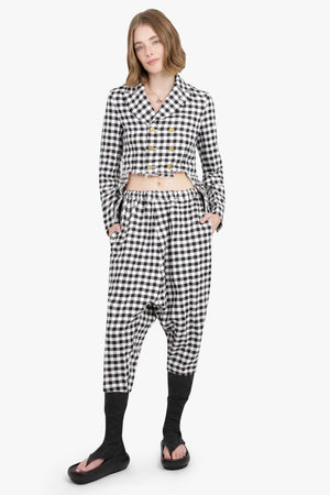 COMME DES GARCONS RTW Asymmetric Gingham Check Blazer |  Black/White