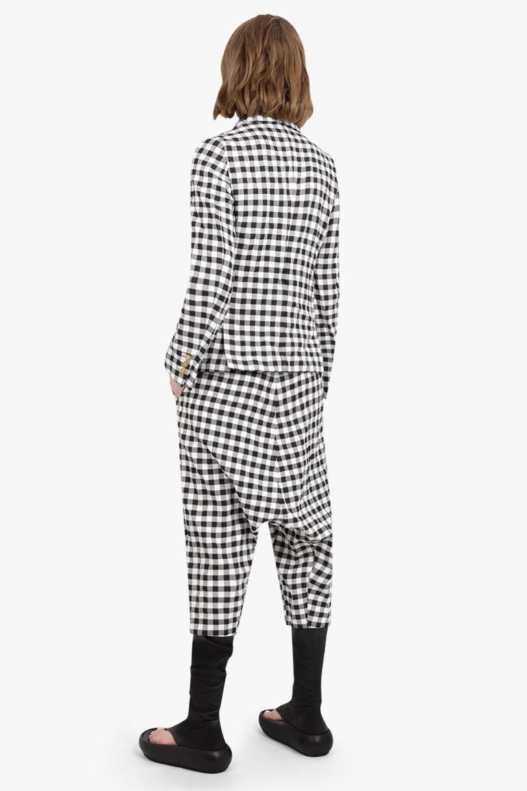 COMME DES GARCONS RTW Asymmetric Gingham Check Blazer |  Black/White