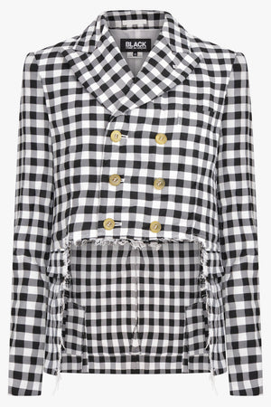 COMME DES GARCONS RTW Asymmetric Gingham Check Blazer |  Black/White