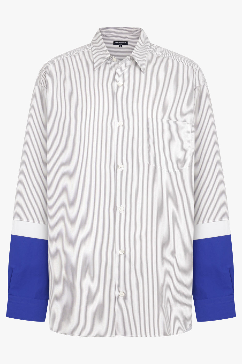 COMME DES GARCONS HOMME RTW Cotton Stripe Lower Sleeve Shirt | Black/White/Blue