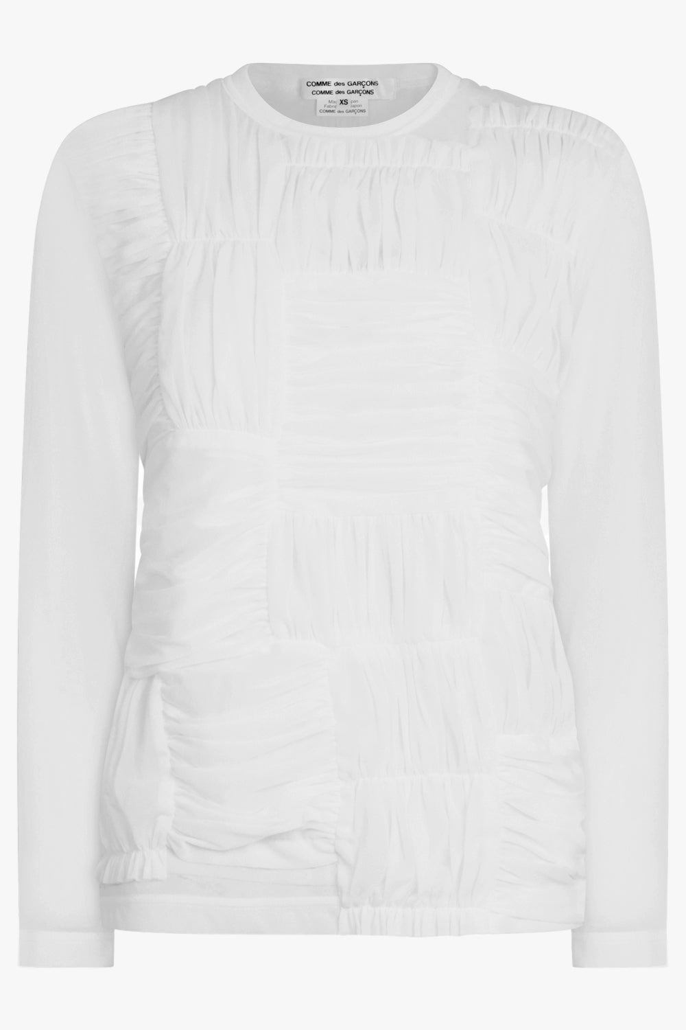 COMME DES GARCONS RTW Drape Ruched Panel L/S Top | White