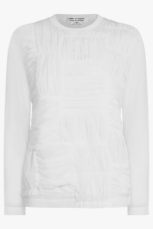 COMME DES GARCONS RTW Drape Ruched Panel L/S Top | White