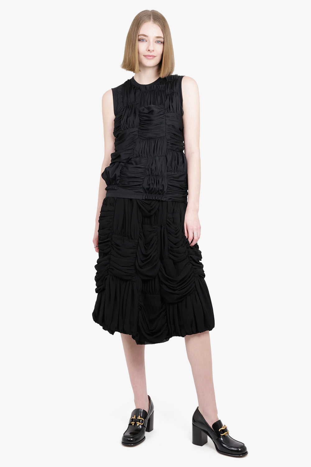 COMME DES GARCONS RTW Drape Ruched Panel Sleeveless Top | Black
