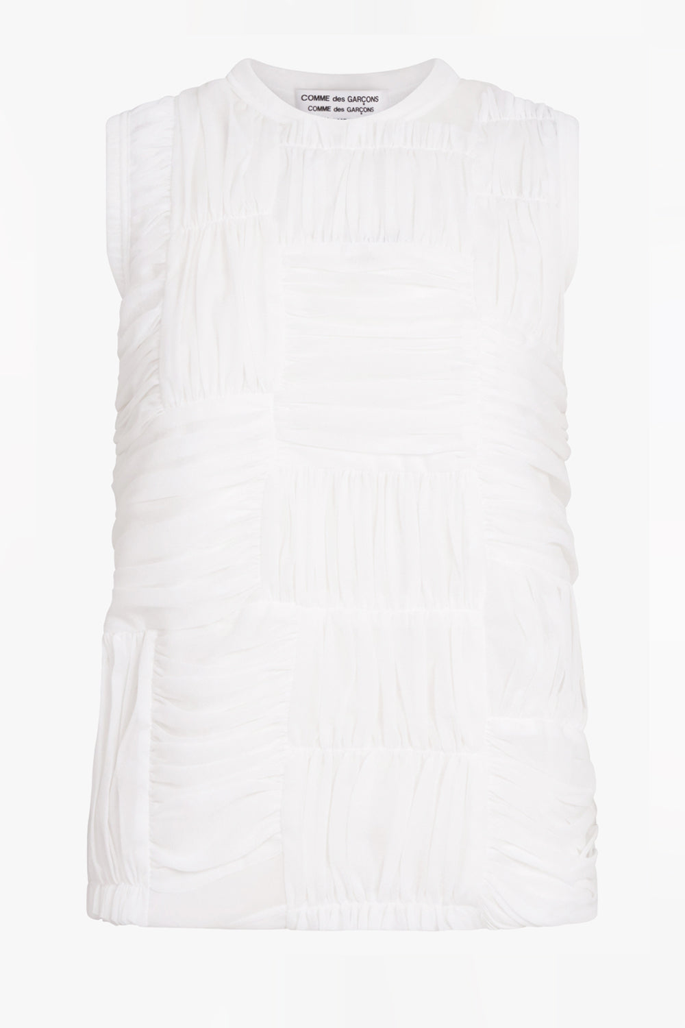 COMME DES GARCONS RTW Drape Ruched Panel Sleeveless Top | White