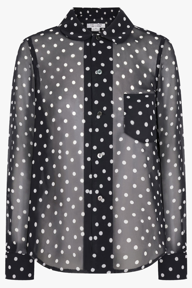 Sheer Polka Dot L/S Shirt Black – Parlour X - Main Image