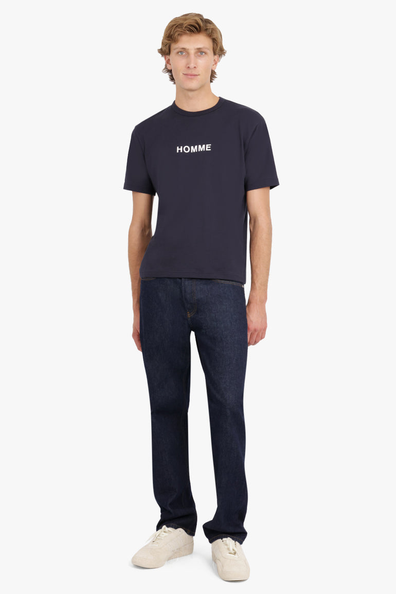 COMME DES GARCONS HOMME RTW Cotton Jersey T-shirt Large Print | Navy