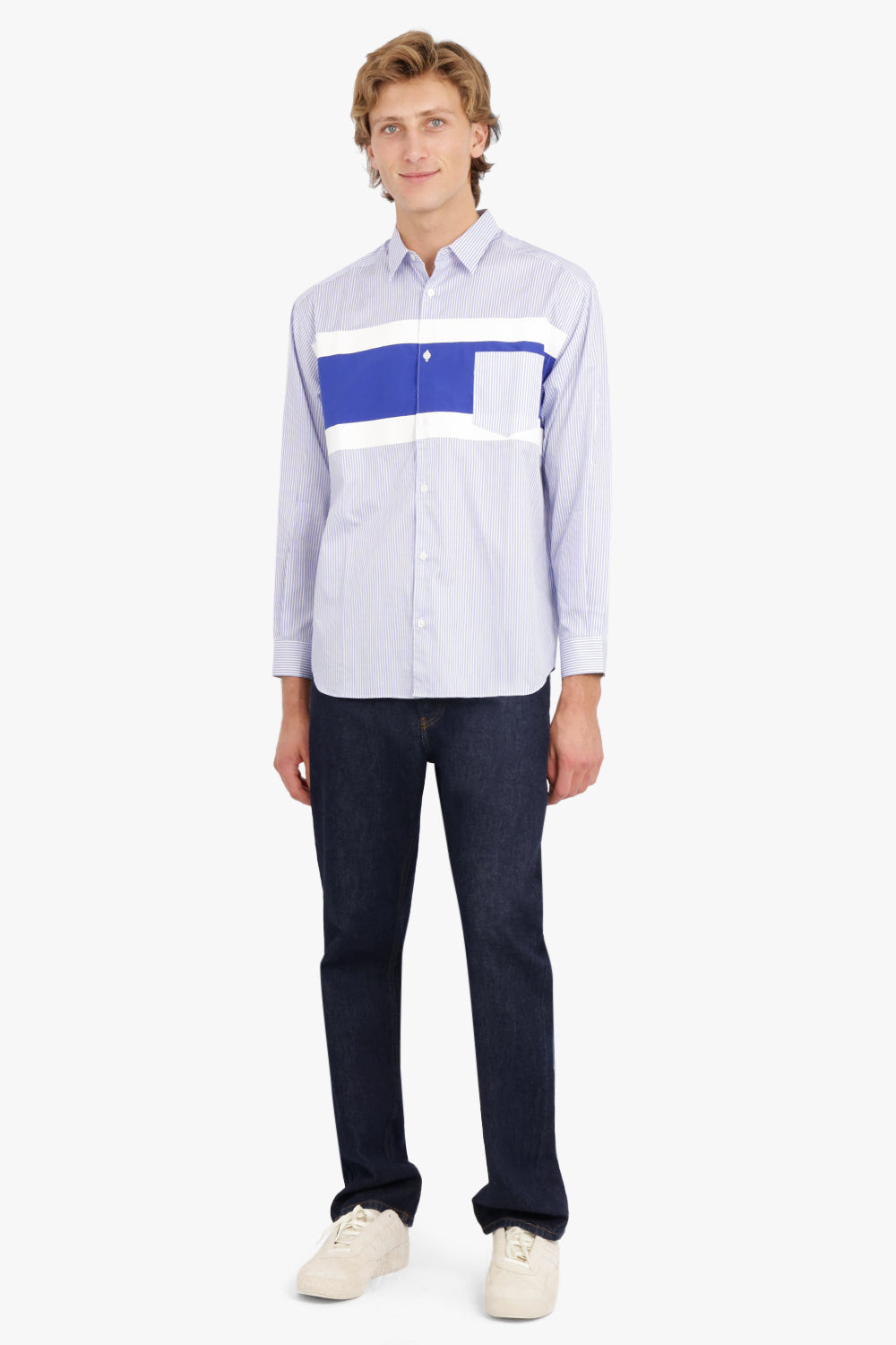 COMME DES GARCONS HOMME RTW Cotton Stripe Shirt | Blue/White