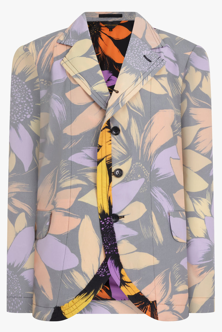 COMME DES GARCONS RTW Contrast Detail Floral Print Blazer Jacket | Multi