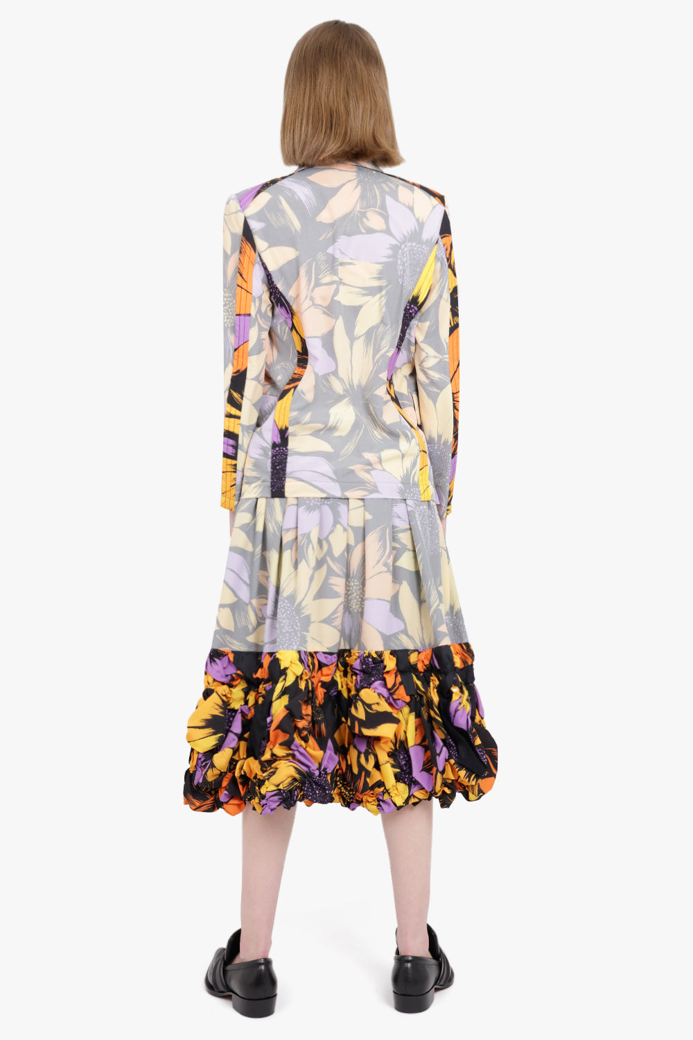 COMME DES GARCONS RTW Contrast Detail Floral Print Blazer Jacket | Multi