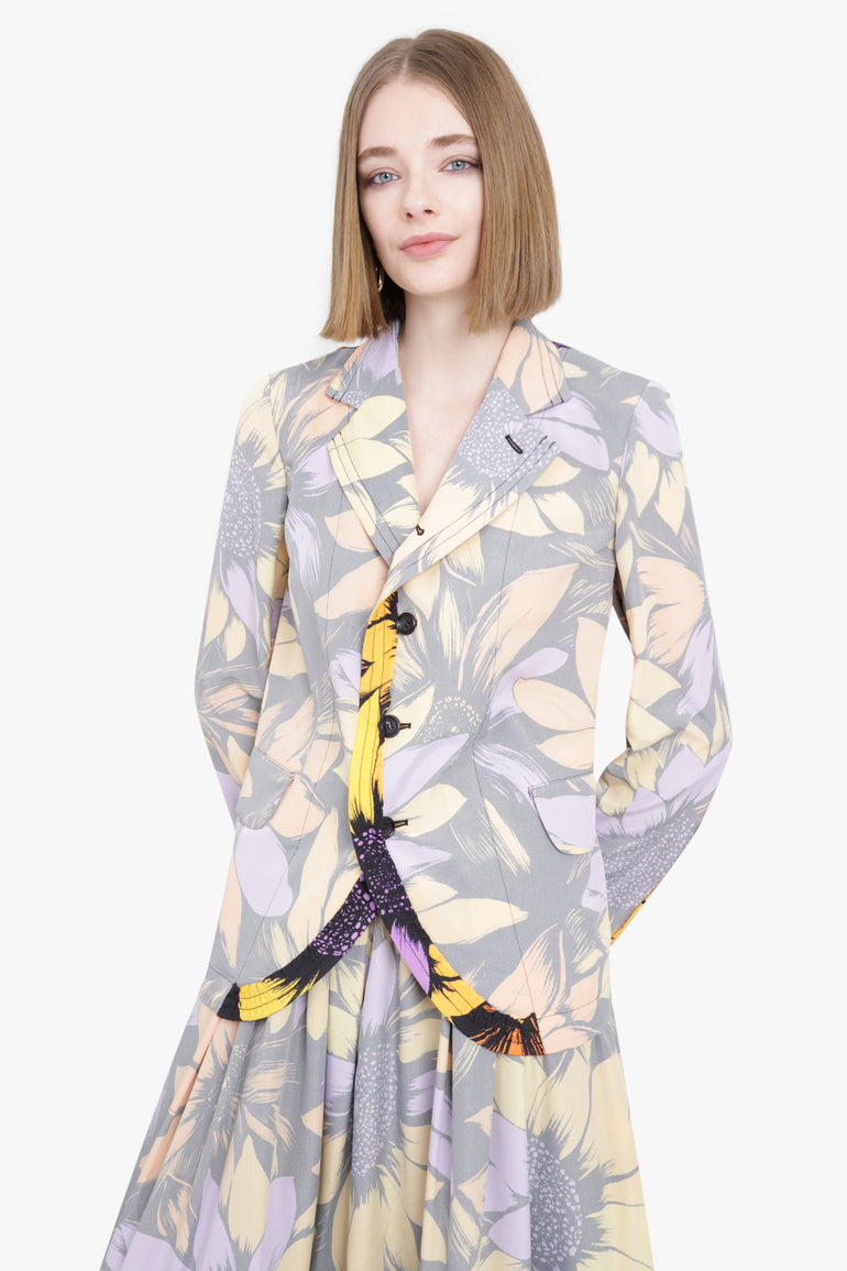 COMME DES GARCONS RTW Contrast Detail Floral Print Blazer Jacket | Multi