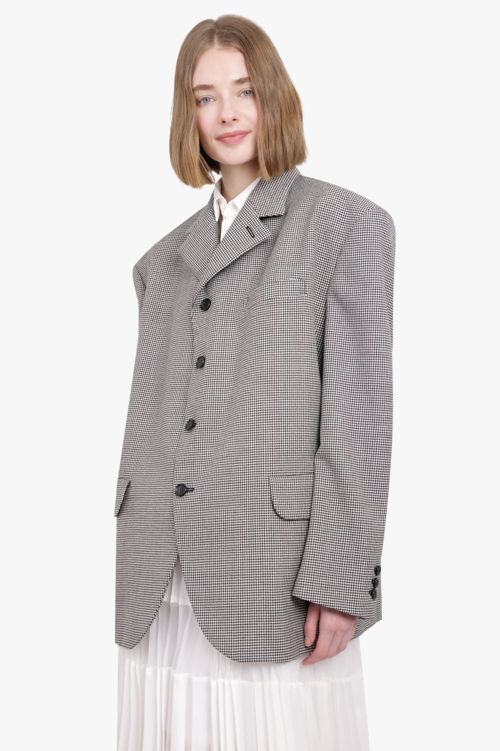 COMME DES GARCONS RTW Houndstooth Wool Jacket | Black/Natural