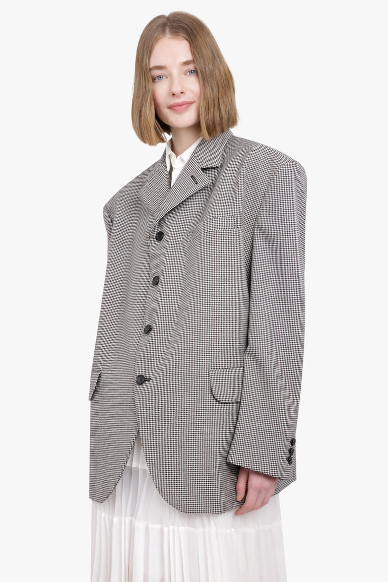 COMME DES GARCONS RTW Houndstooth Wool Jacket | Black/Natural