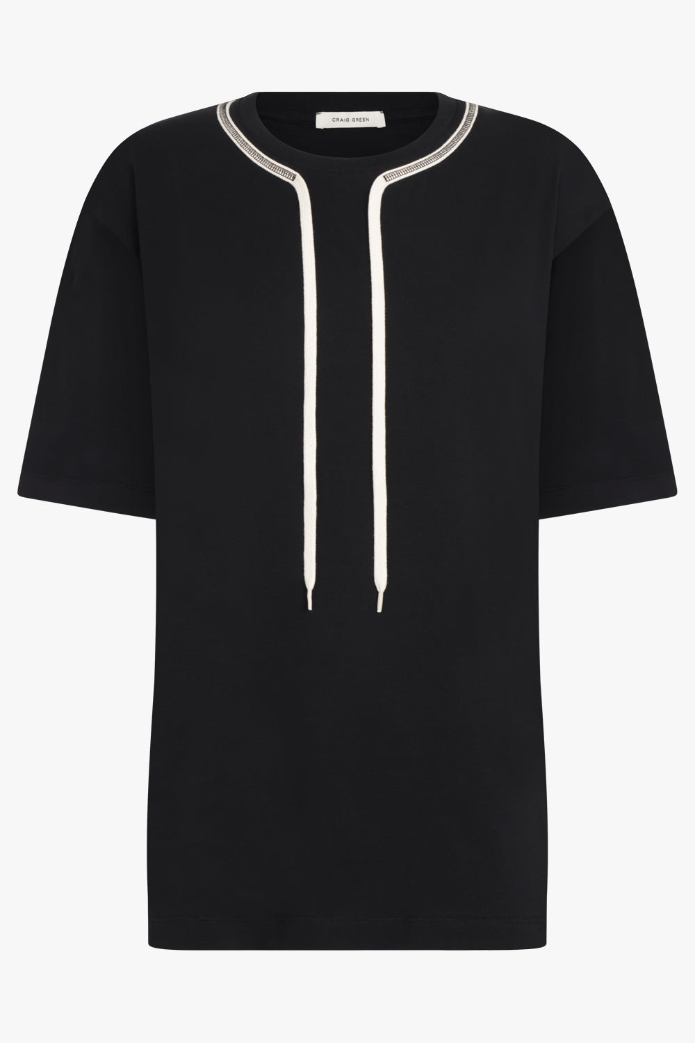 CRAIG GREEN T-SHIRTS FLATLOCK LACE T-SHIRT | BLACK/CREAM