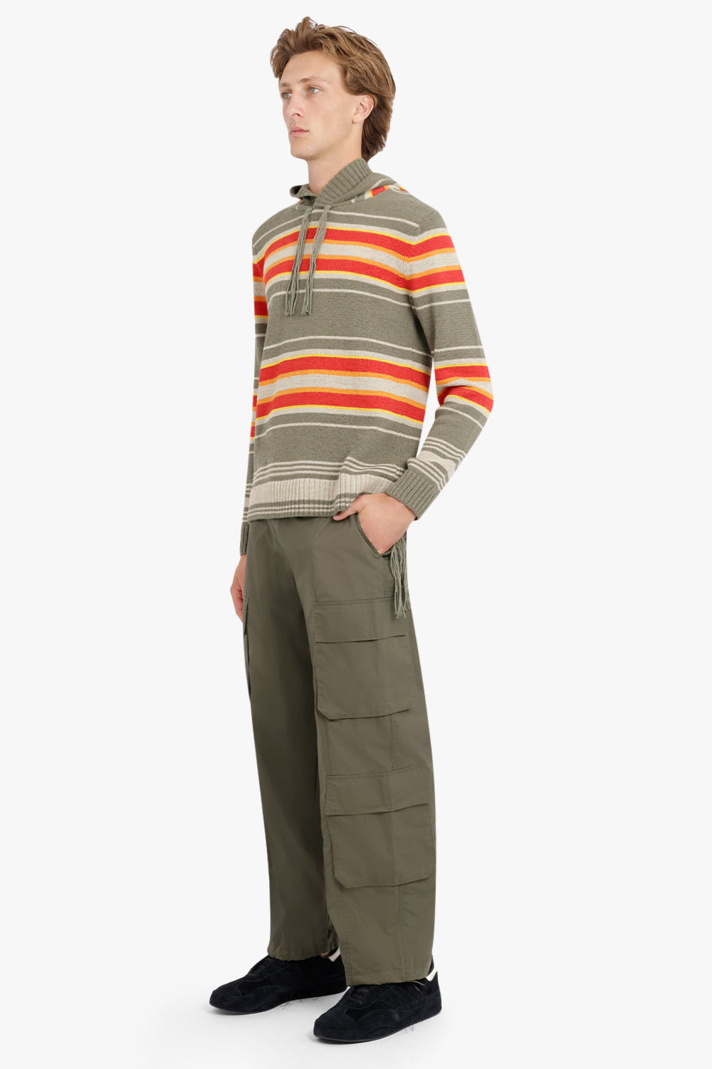 KNIT HOODIE | OLIVE MULTI STRIPE – Parlour X