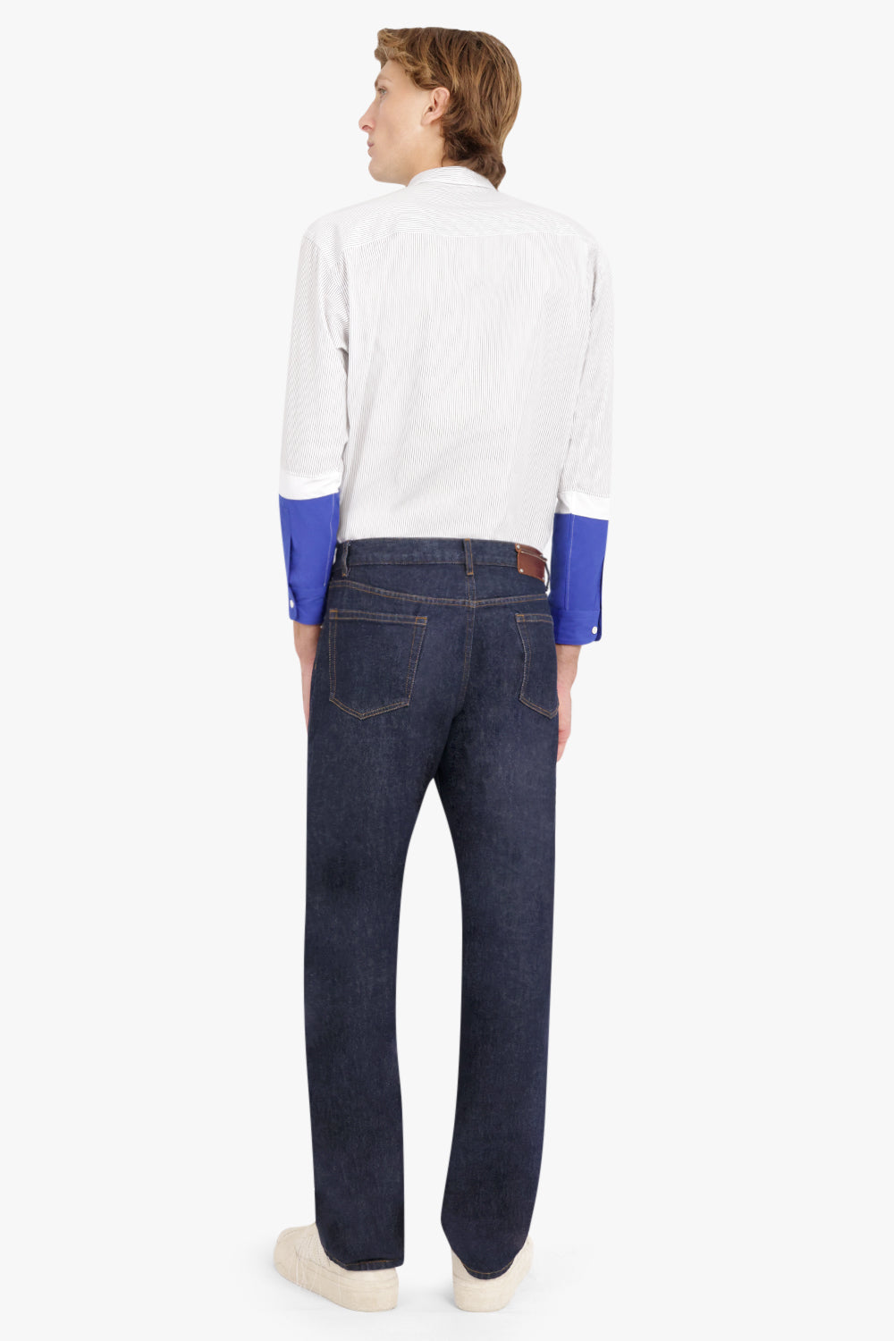 COMME DES GARCONS HOMME RTW Cotton Stripe Lower Sleeve Shirt | Black/White/Blue