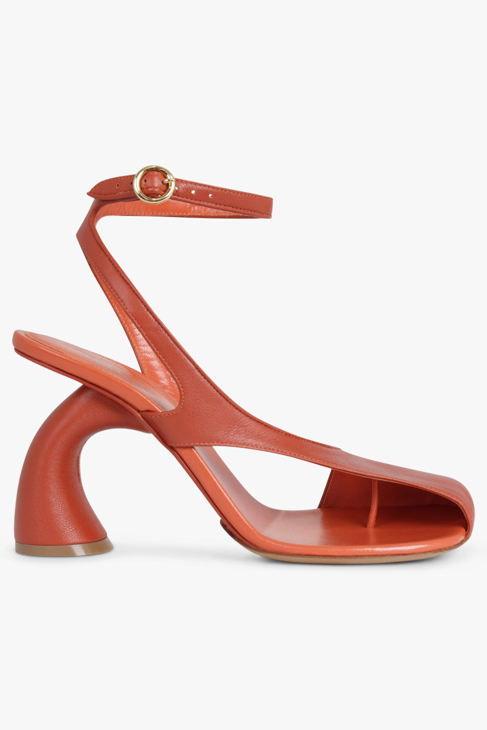 DRIES VAN NOTEN SHOES Ankle Wrap Cut Out Curved Heel Pump | Rust