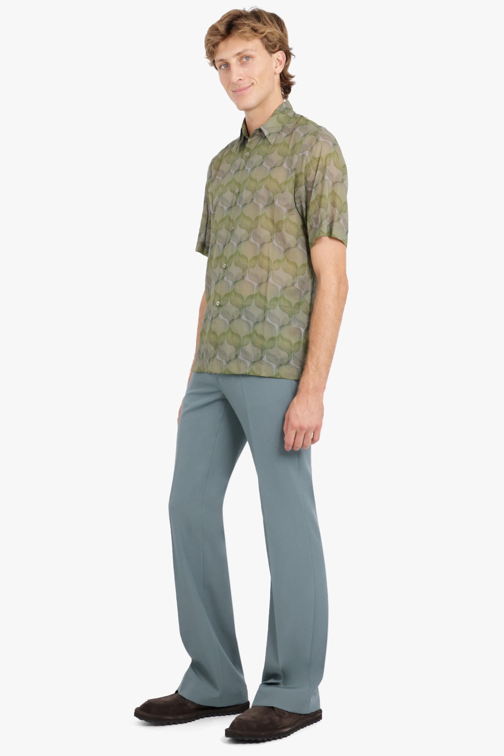 DRIES VAN NOTEN CLASEN CONTRAST FLORAL STRIPE S SLV SHIRT ECRU