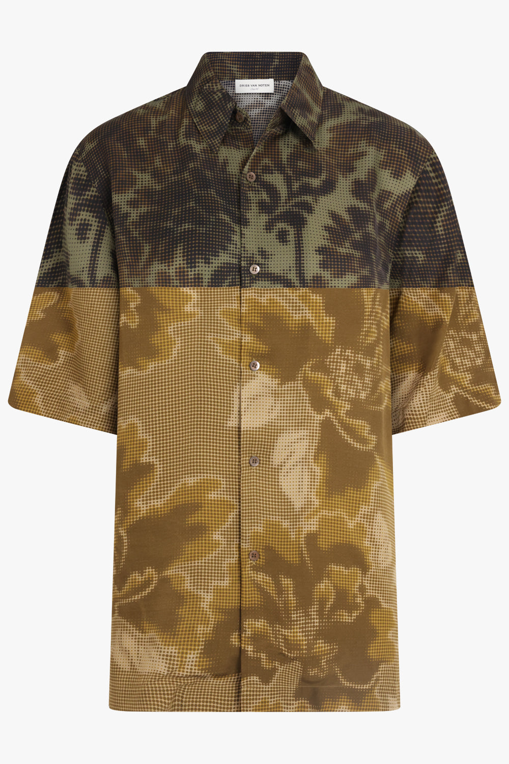 DRIES VAN NOTEN CLASEN CONTRAST FLORAL STRIPE S SLV SHIRT ECRU