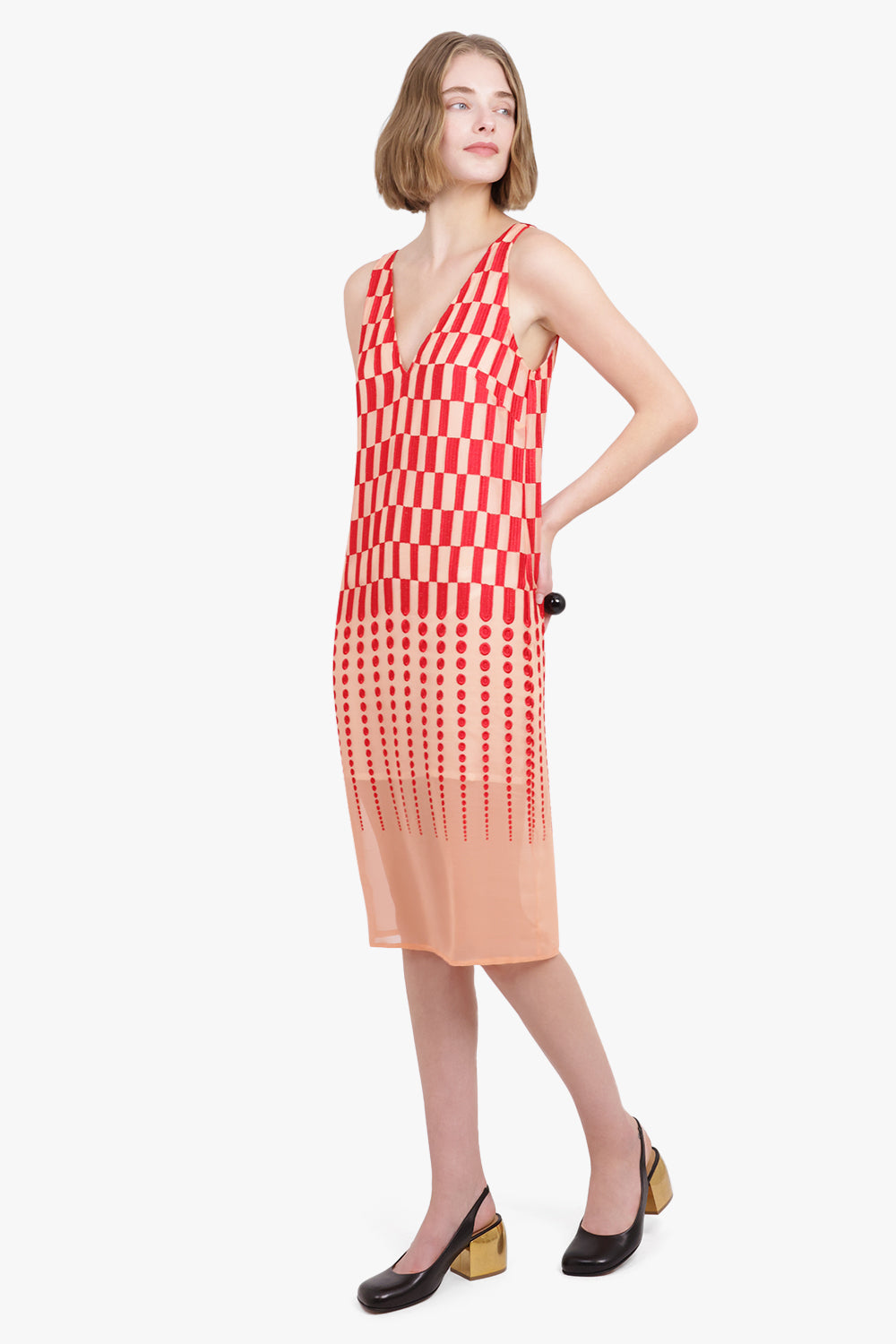 DRIES VAN NOTEN RTW Faded Pattern Dress | Old Rose