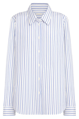 DRIES VAN NOTEN RTW Cuffed Stripe Long Sleeve Shirt | Light Blue