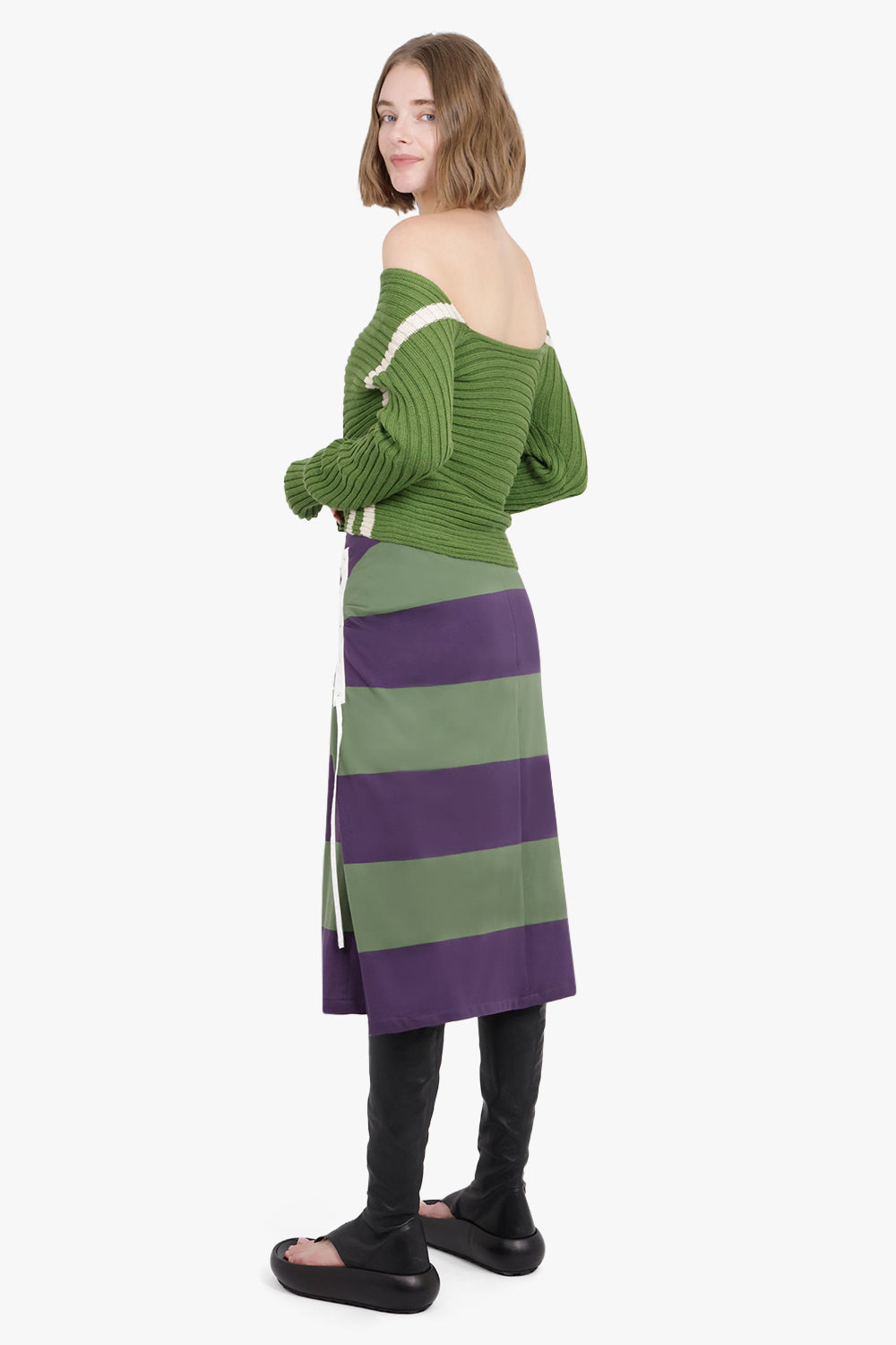 DRIES VAN NOTEN RTW Block Colour Detail Long Sleeve Sweater | Green