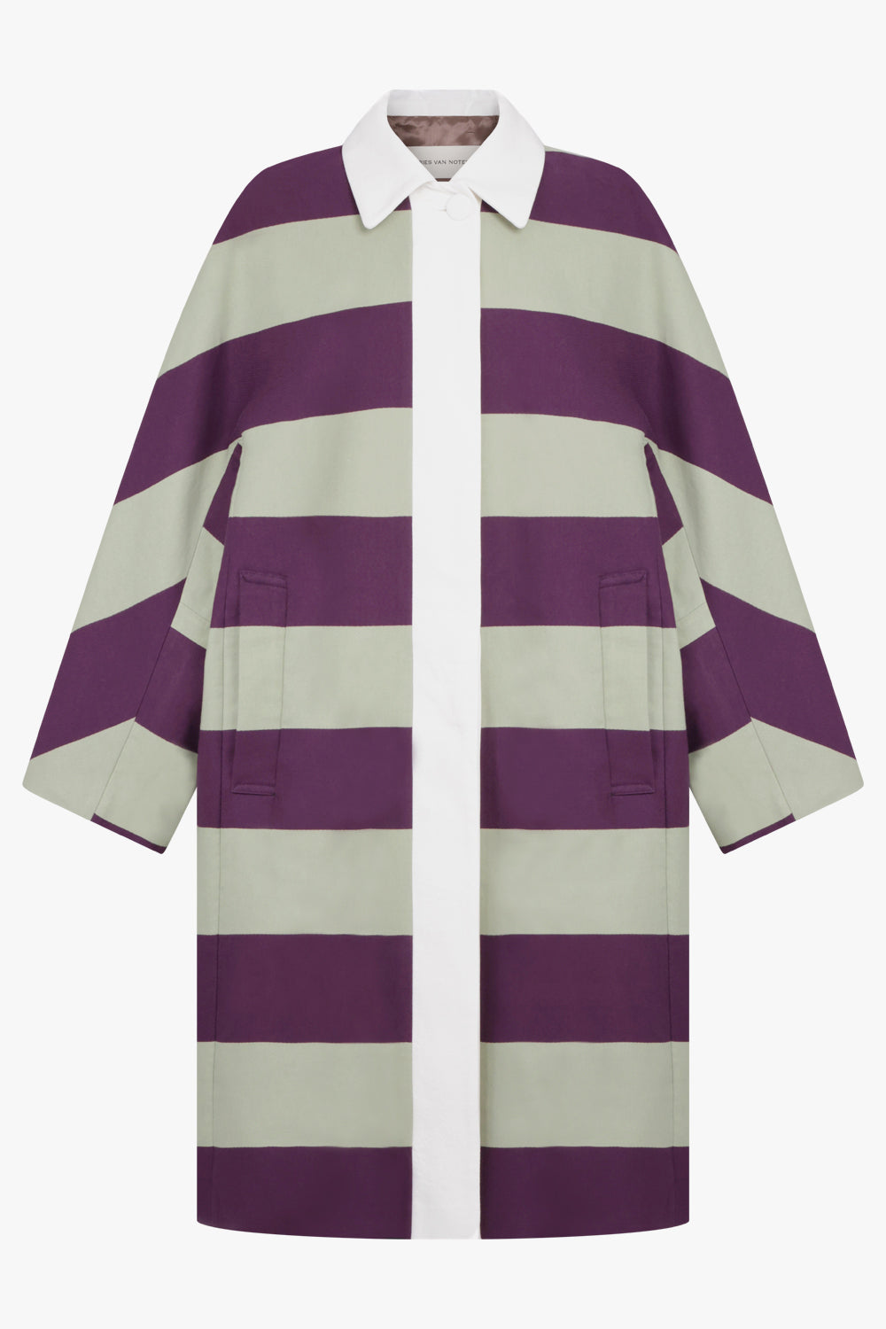 DRIES VAN NOTEN RTW Soft Touch Front Trim Stripe Coat | Auber