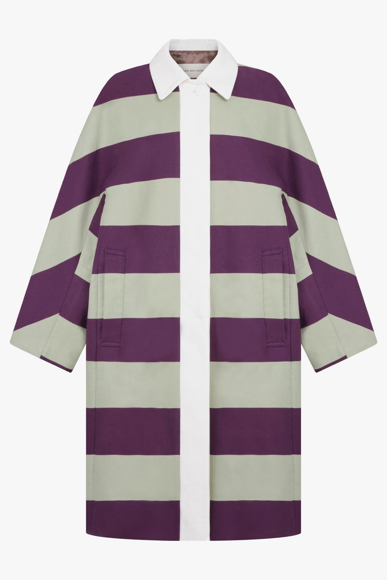 DRIES VAN NOTEN RTW Soft Touch Front Trim Stripe Coat | Auber