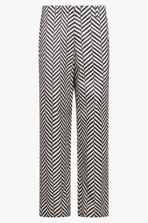 DRIES VAN NOTEN RTW Chevron Patterned Pants | Black/Off White