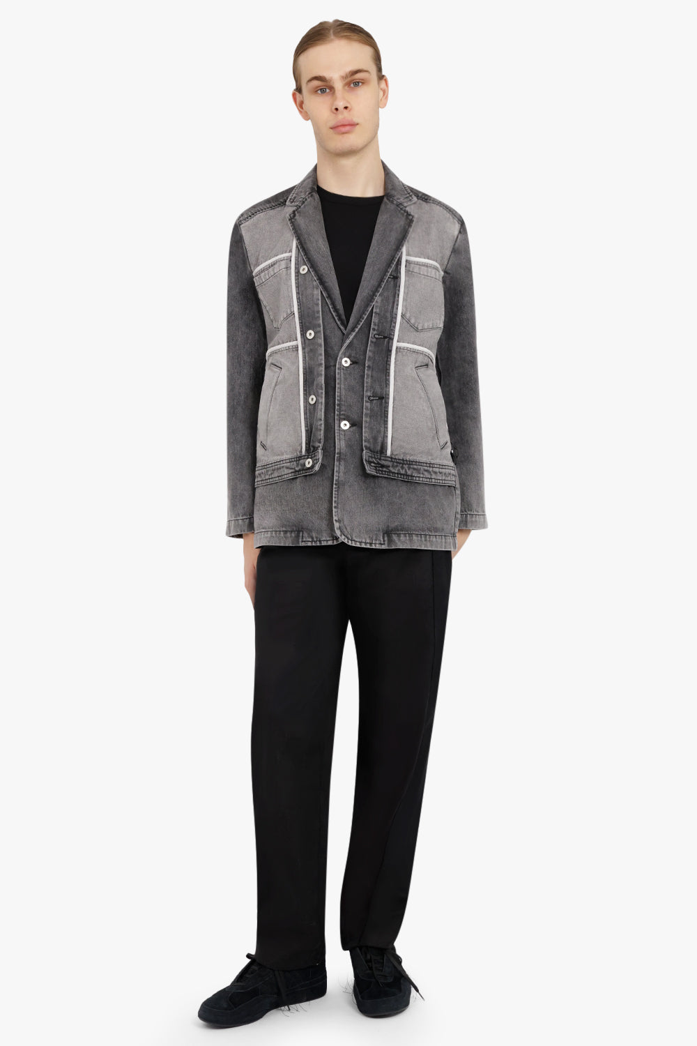 FENG CHEN WANG JACKETS INSIDE OUT PATCHED DENIM JACKET | BLACK