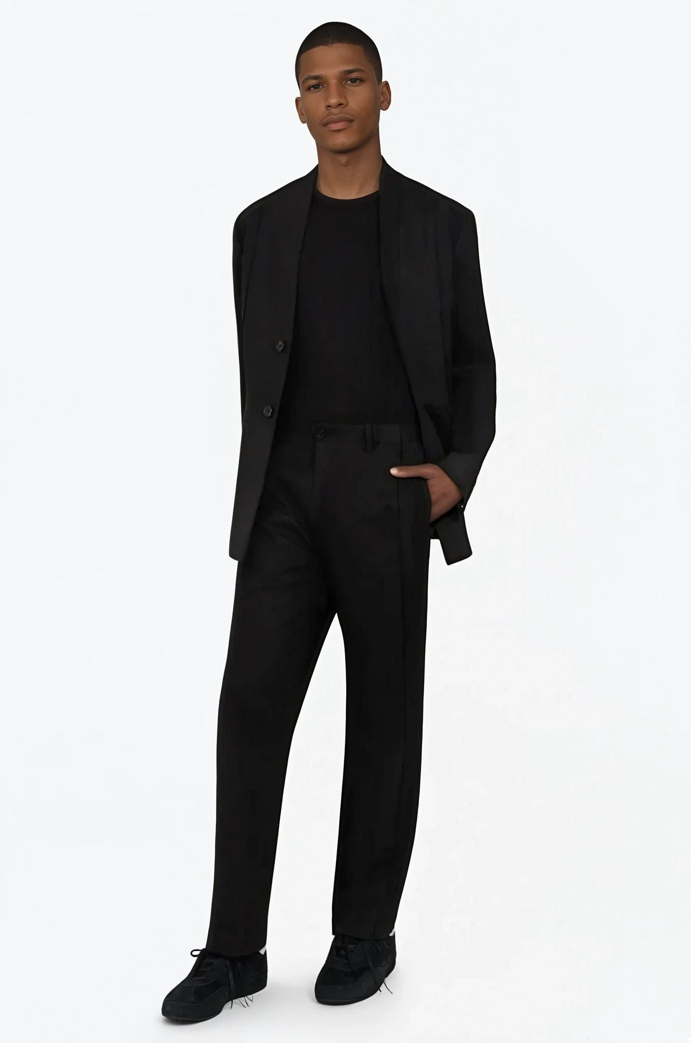 FENG CHEN WANG RTW RAW EDGE PANEL TROUSER | BLACK