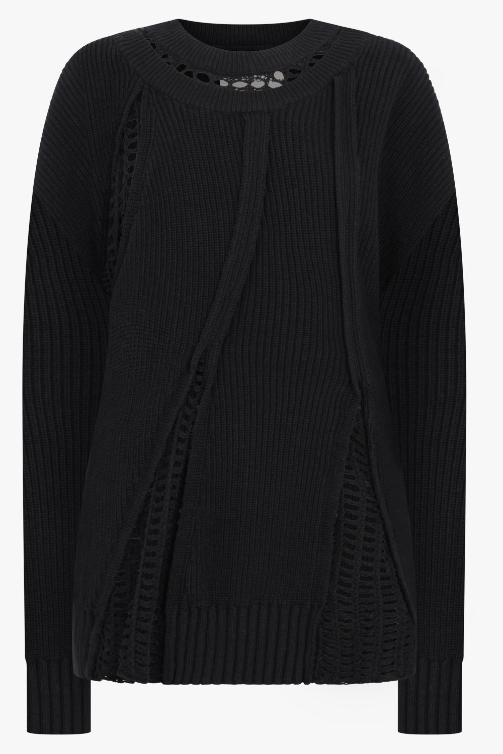 FENG CHEN WANG KNITWEAR 2 IN 1 JUMPER WITH MESH PANEL | BLACK