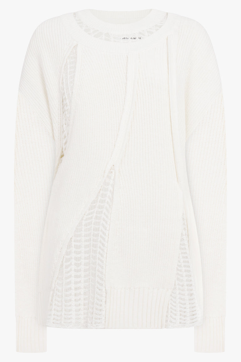 FENG CHEN WANG KNITWEAR 3 IN 1 JUMPER WITH MESH PANEL | WHITE