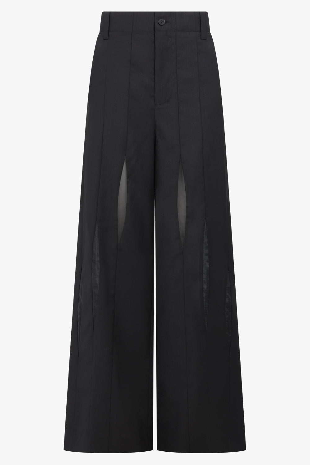 FENG CHEN WANG PANTS SLASHING ORGANZA TROUSERS | BLACK