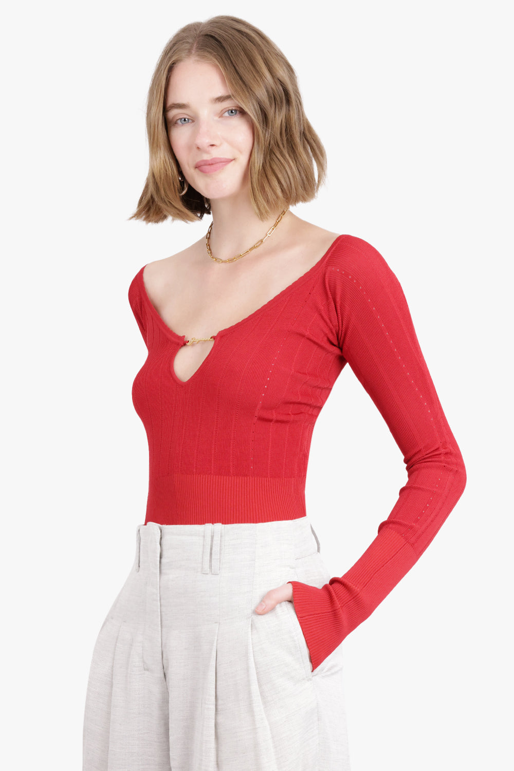 JACQUEMUS RTW Le Haut Pralu | Dark Red