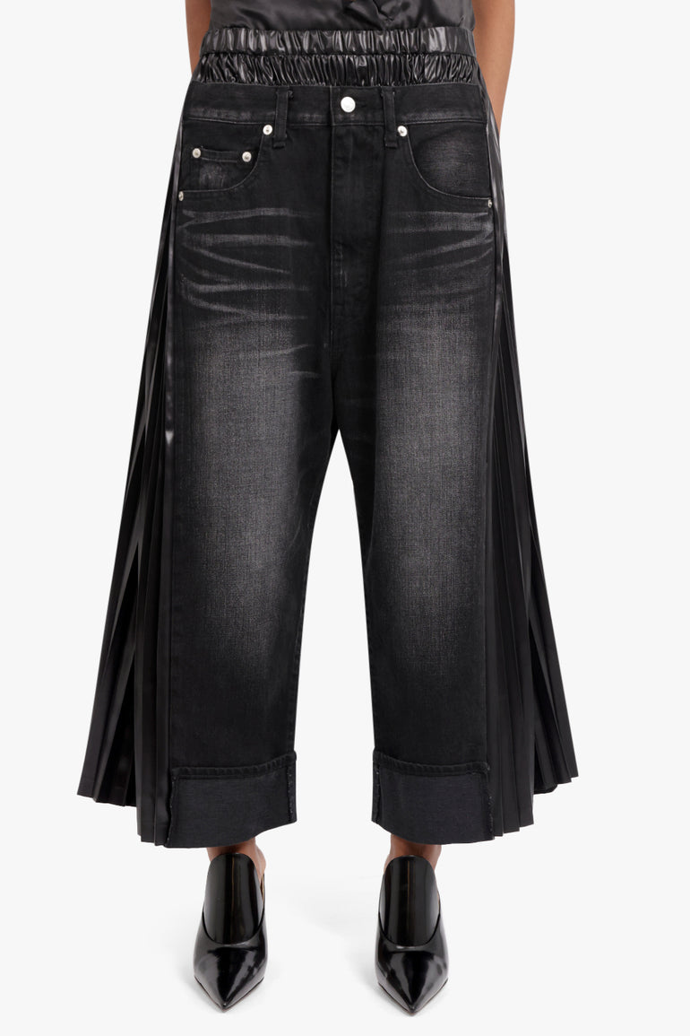 JUNYA WATANABE RTW X Levi's Pleated Panel Cropped Denim Jeans | Black/Grey