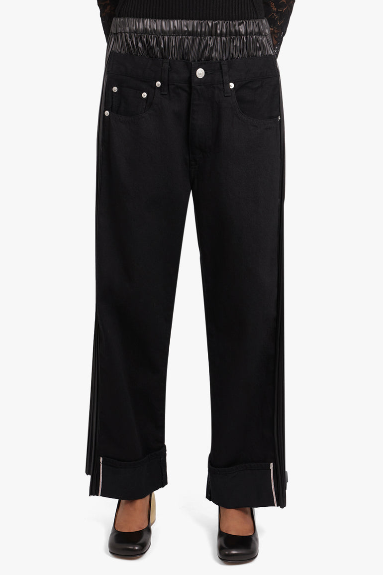 JUNYA WATANABE RTW X Levi's Pleated Panel Cropped Denim Jeans | Black/Black