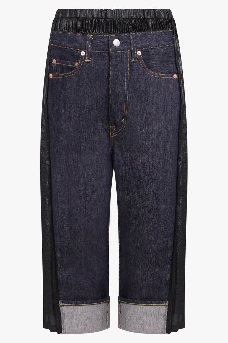 JUNYA WATANABE RTW Contrast Levi Denim x Pleat Panel Crop Pant | Black