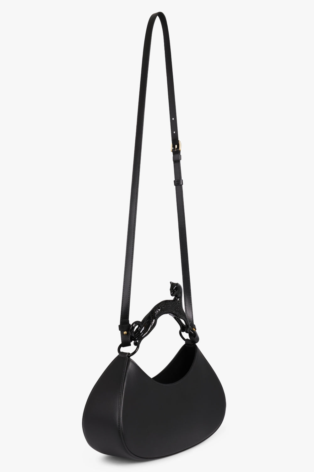 LANVIN RTW BLACK / BLACK 10 / ONE SIZE Large Hobo Bag With Cat Handle | Black/Black