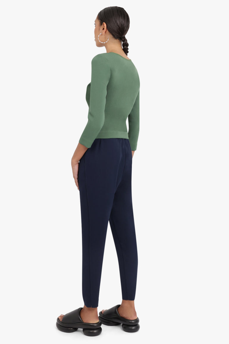 MAISON POI RTW FLUID RELAXED SLIM LEG PANTS NAVY