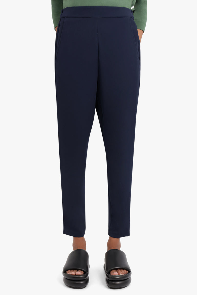MAISON POI RTW FLUID RELAXED SLIM LEG PANTS NAVY