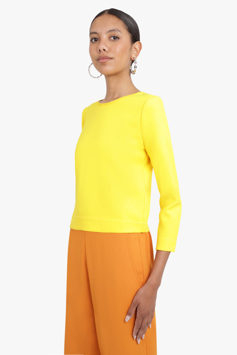 MAISON POI RTW TISSUE CROP TOP 3/4SL SUNFLOWER