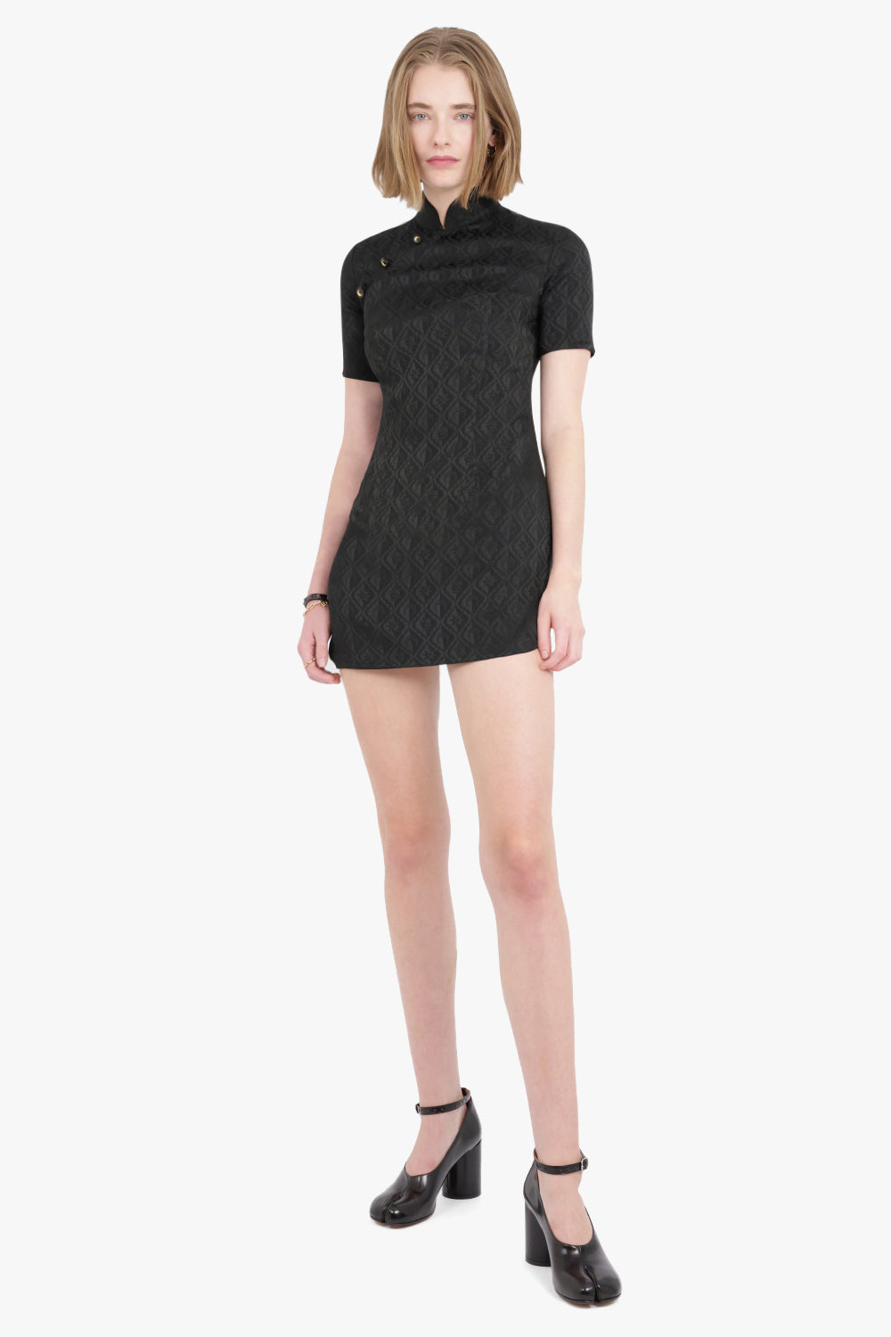 MARINE SERRE RTW Jacquard Viscose Mini Dress | Black
