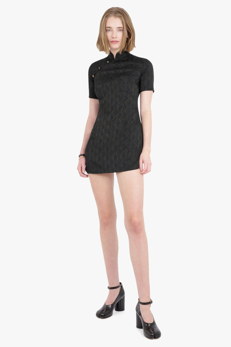 MARINE SERRE RTW Jacquard Viscose Mini Dress | Black