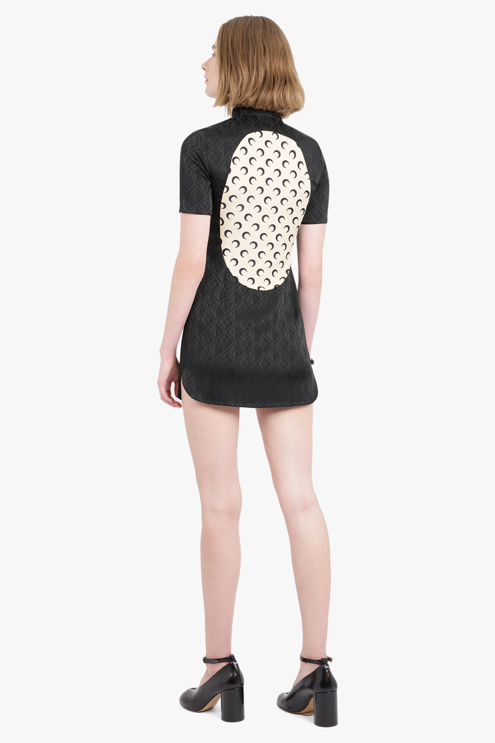 MARINE SERRE RTW Jacquard Viscose Mini Dress | Black