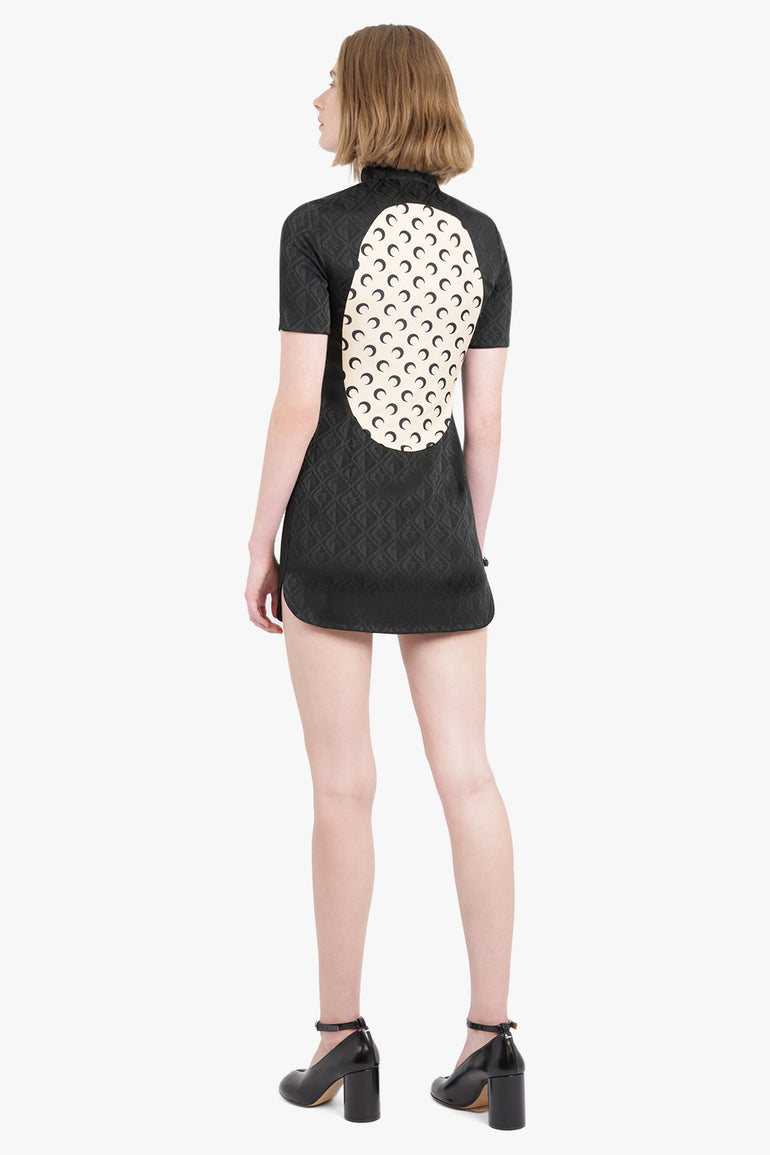 MARINE SERRE RTW Jacquard Viscose Mini Dress | Black