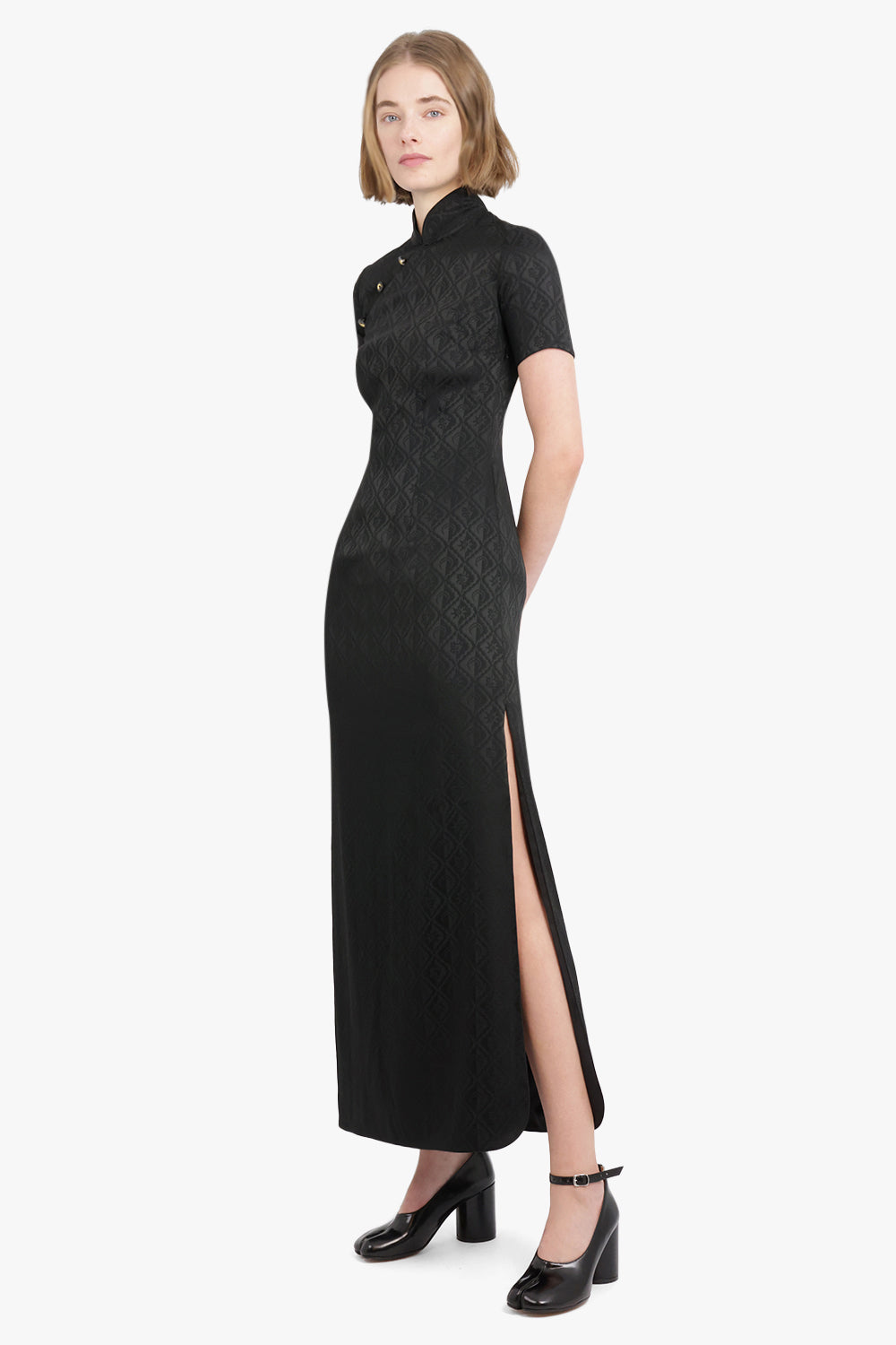 MARINE SERRE RTW Jacquard Viscose Tunic Dress | Black