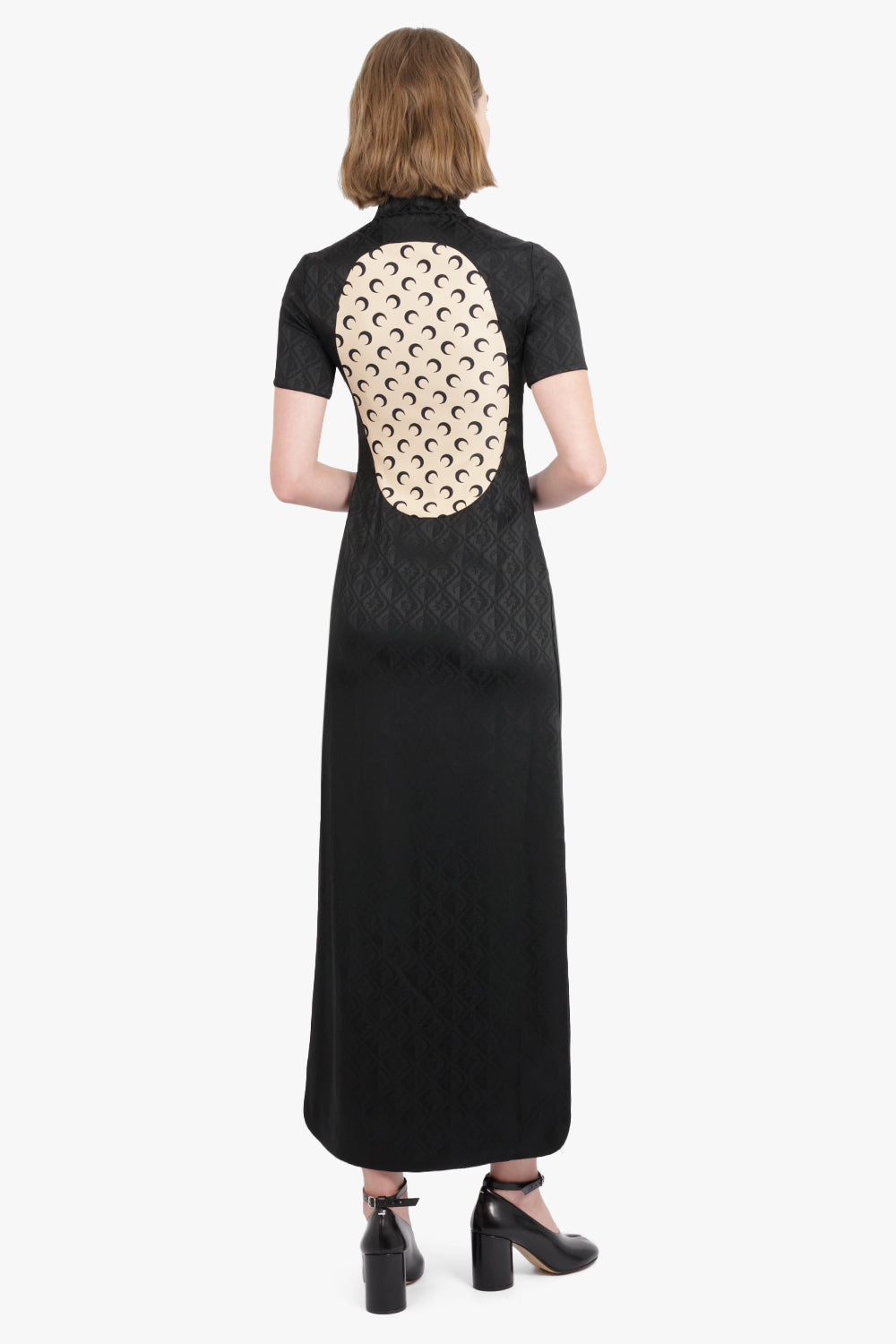 MARINE SERRE RTW Jacquard Viscose Tunic Dress | Black