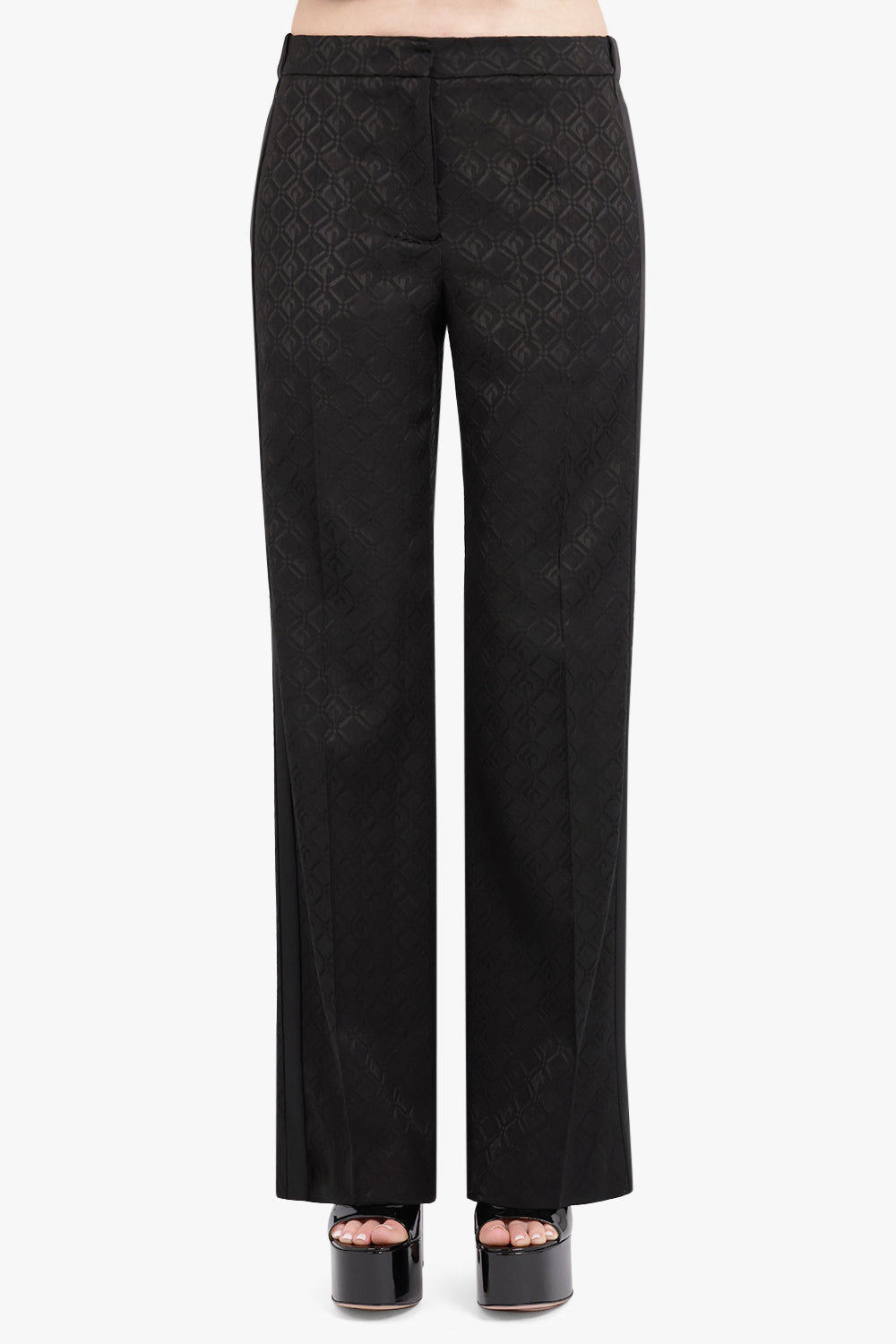 MARINE SERRE RTW Moon Diamant Jacquard Tailored Pants | Black