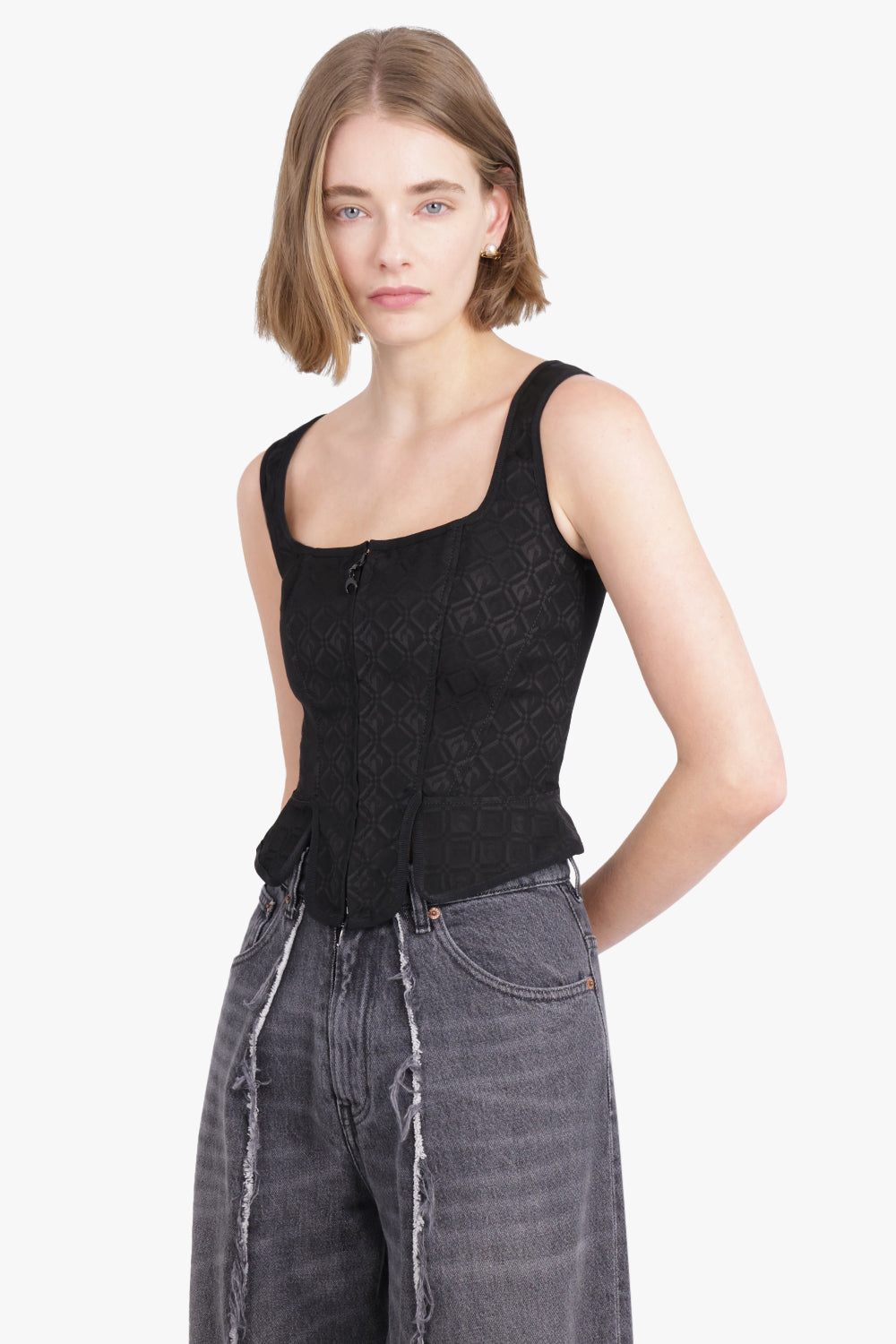 MARINE SERRE RTW Moon Diamant Jacquard Corset | Black
