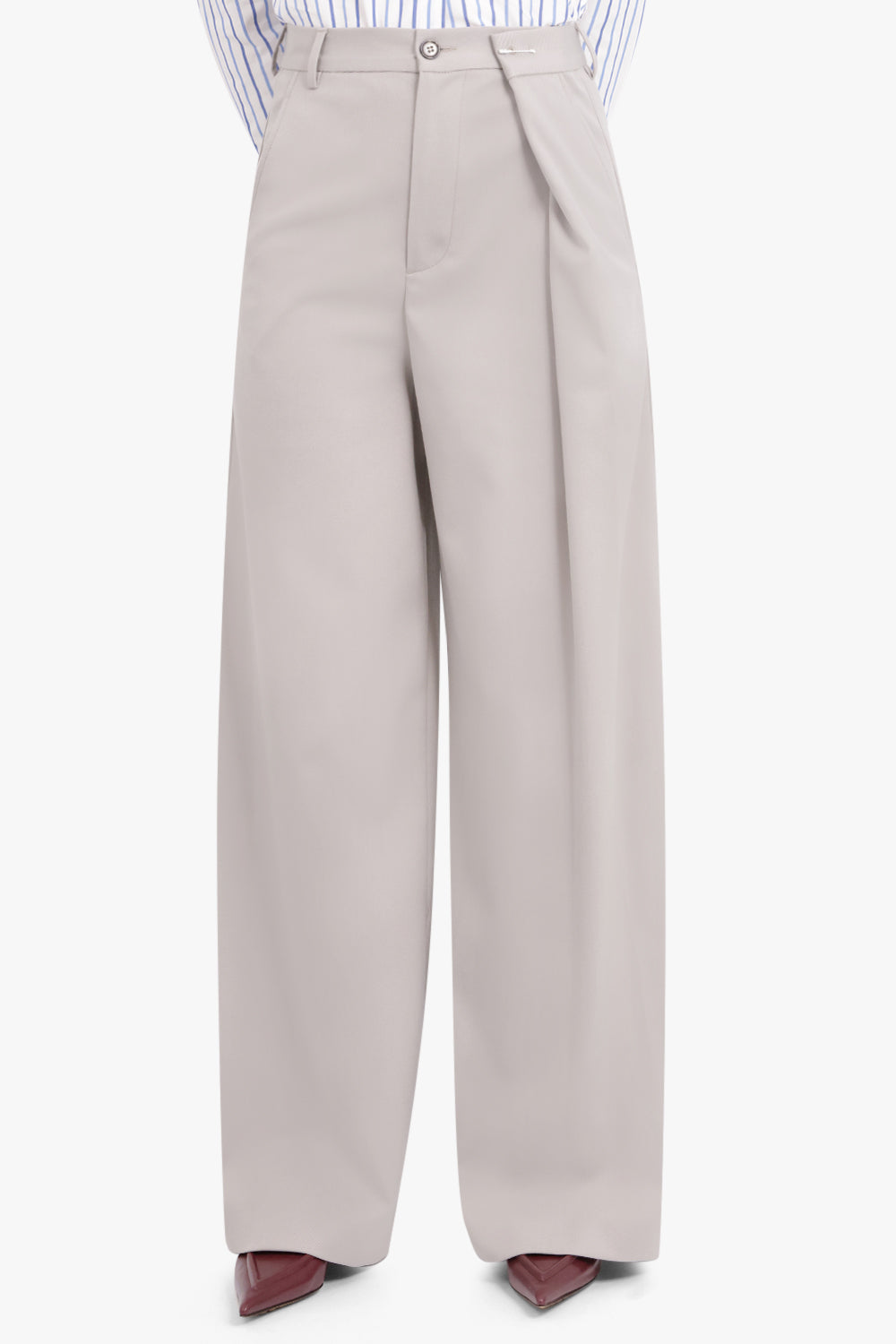 MM6 BY MAISON MARGIELA RTW Poly Wool Pants Full Length| Taupe